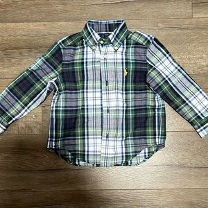 Plaid Kids Shirt - Polo Ralph Lauren Green and Blue